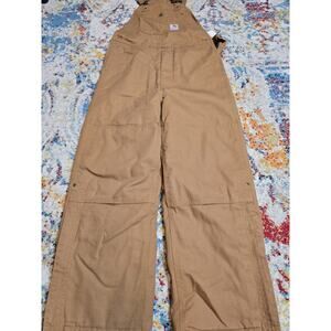 Carhartt Youth Bib Overalls Size 12 Brown Reinforced Double Knee Duck Cotton